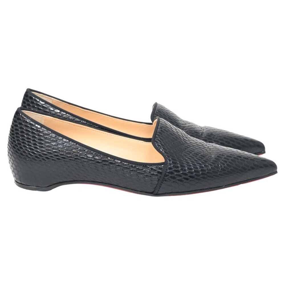 Christian Louboutin Kashasha Lizard Embossed Ballet Flats in Black Calf Leather